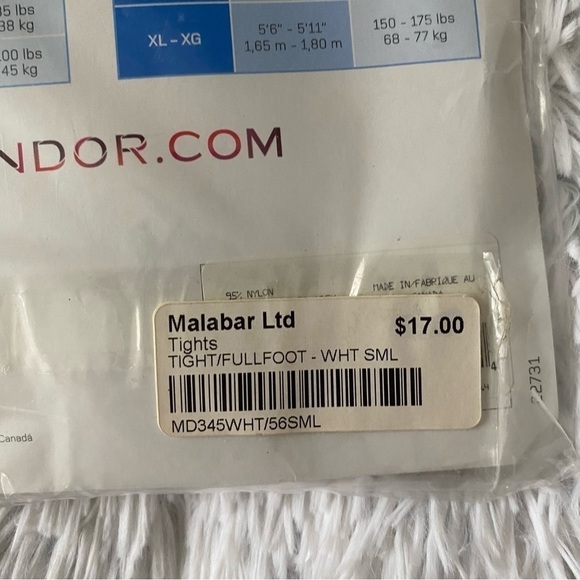 MONDOR NWT Durable Nylon Footed Dance Tights 70 Deniers White - Picture 5 of 8